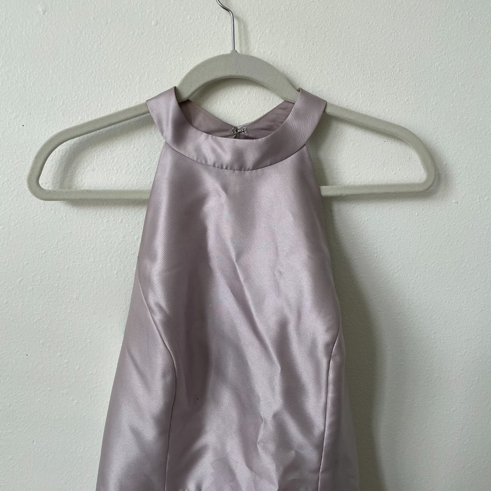 Dessy Group Bridesmaid / Maid of Honor Dress Satin Twill Taupe Size 12 - Picture 5 of 8